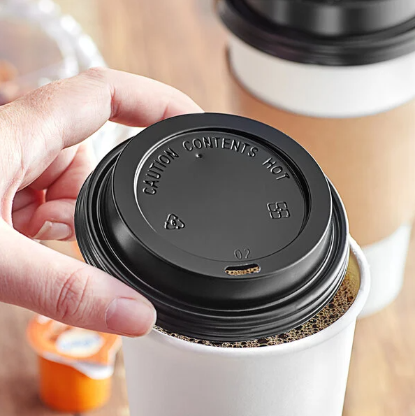 Black Hot Paper Cup Travel Lid for Ripple Hot Cups - 100pk