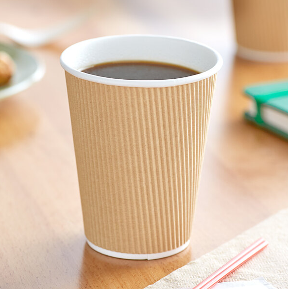 12 oz. Double Wall Ripple Kraft Paper Hot Cup - 25pk