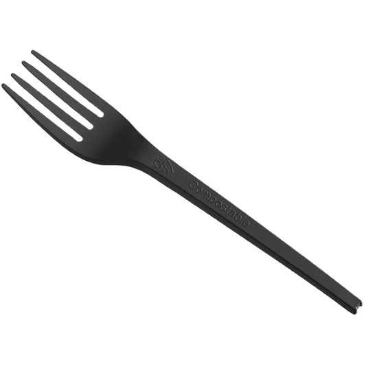 EcoChoice Heavy Weight 6 1/2" Black CPLA Plastic Fork - 50/Pack