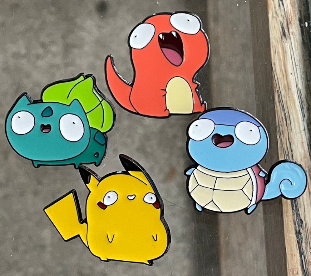 Pokémon Kanto Derpy Starter Enamel Pins