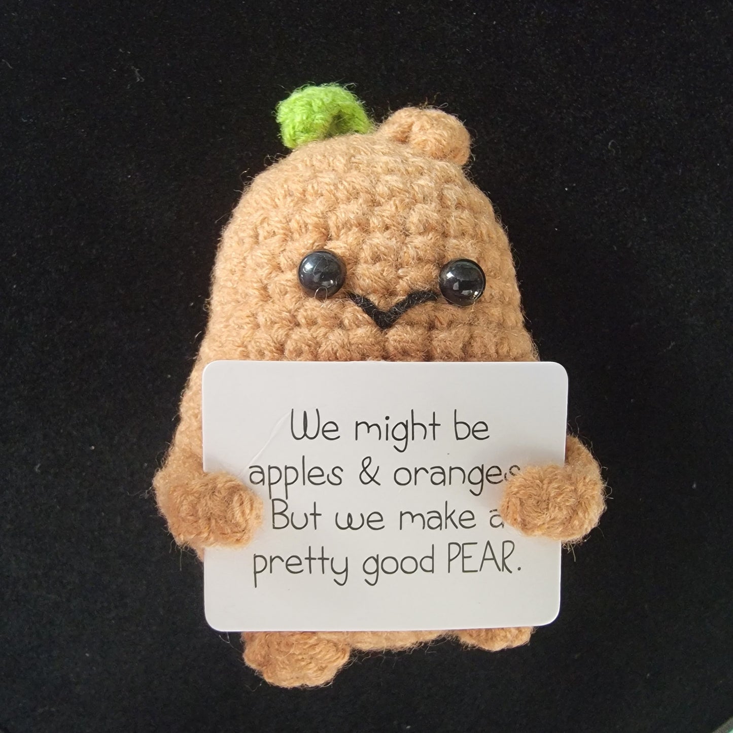"Positive Pear" Crocheted Character